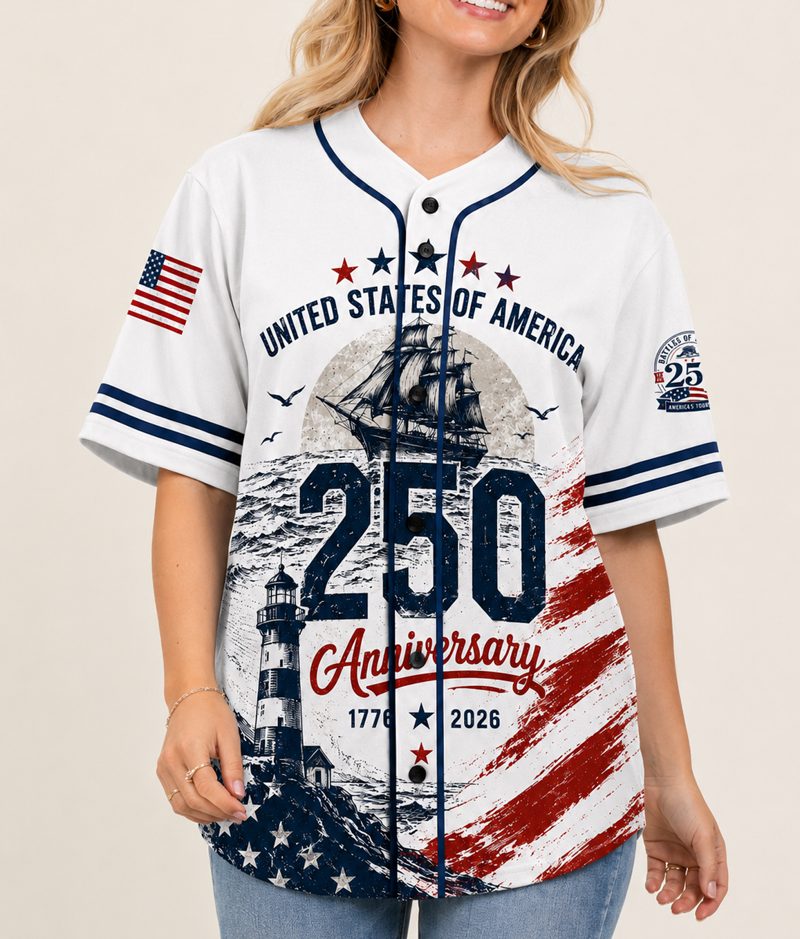 Usa 250 Years Anniversary Baseball Jersey Shirt, Patriotic Liberty 1776-2026 4th Of July Shirt