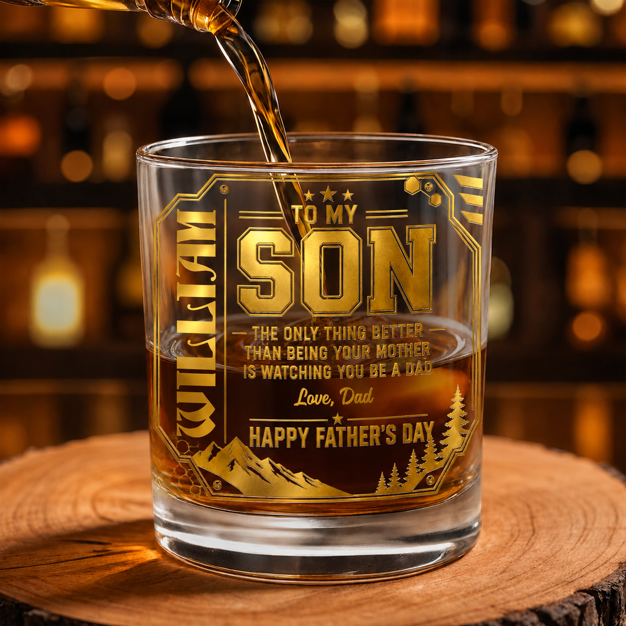 To My Son Happy Father'S Day, Personalized Whiskey Glass, Gift For Son