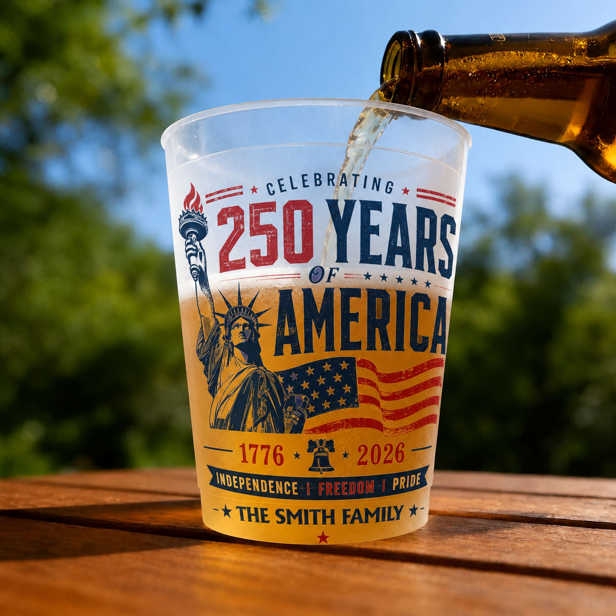 250 Years America Independence, Personalized Frosted Cup, Gift For Family