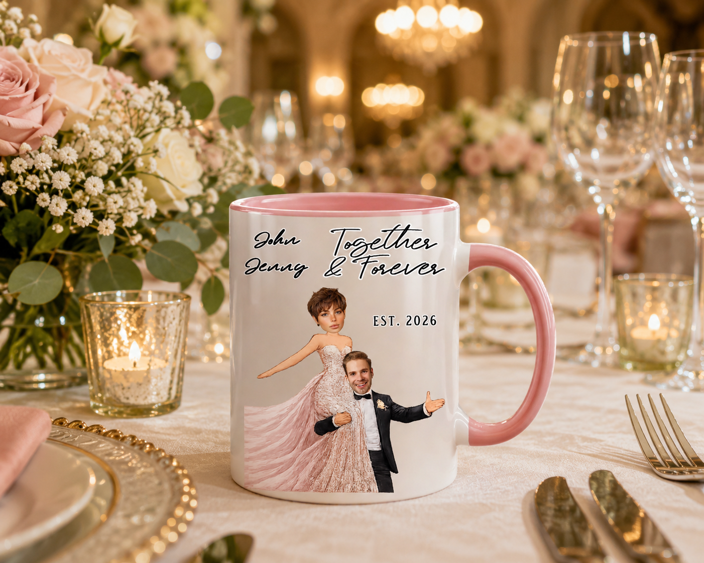 Custom "Together & Forever" Couple Photo Ceramic Mug 11oz 15oz