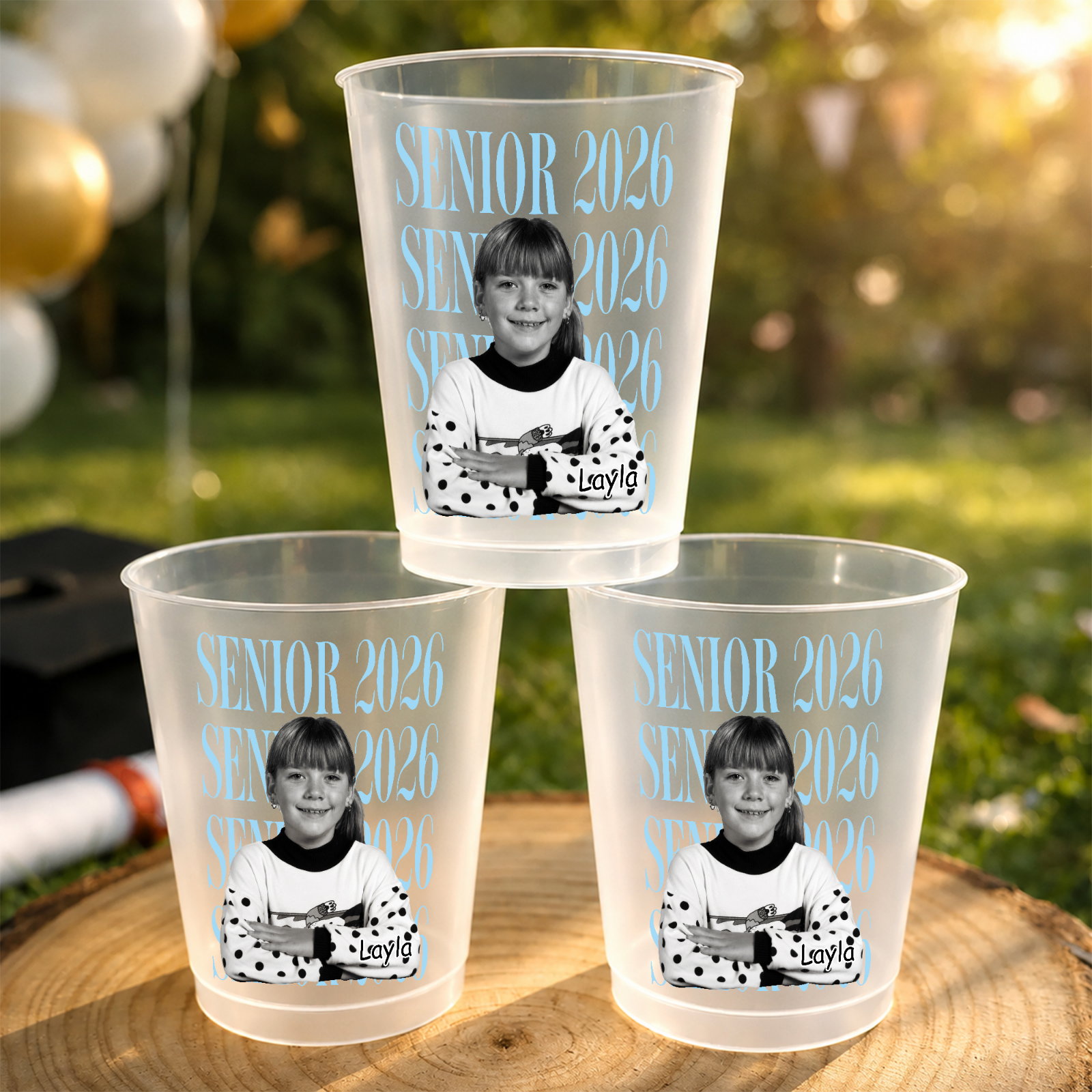 Custom Photo Senior Vintage Portrait - Personalized Frosted Cups