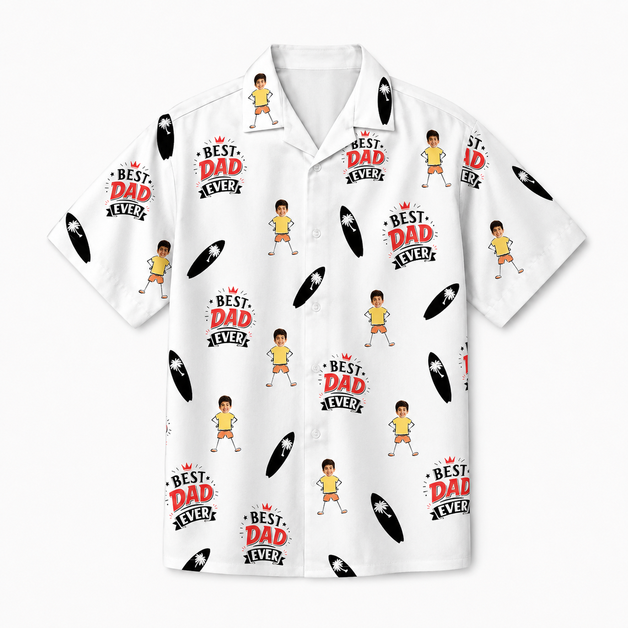 Custom Photo Best Dad Ever Coconut Palm - Personalized Hawaiian Shirt