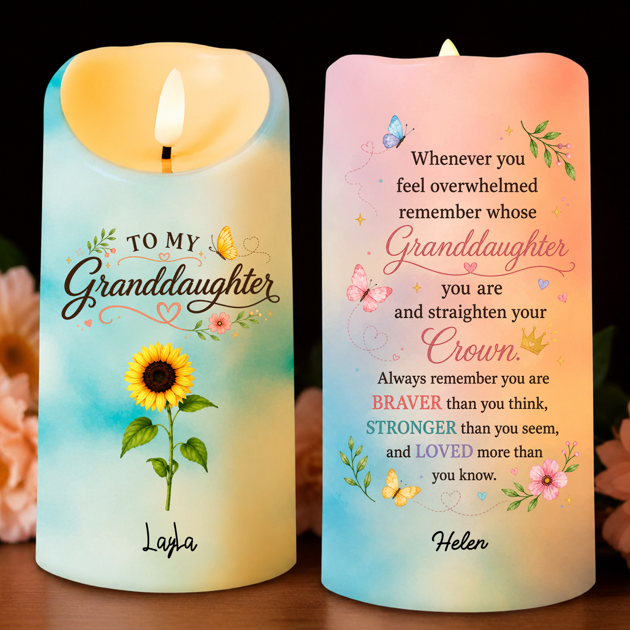 To My Granddaughter - Personalized Custom Led Candle - Gift For Granddaughters