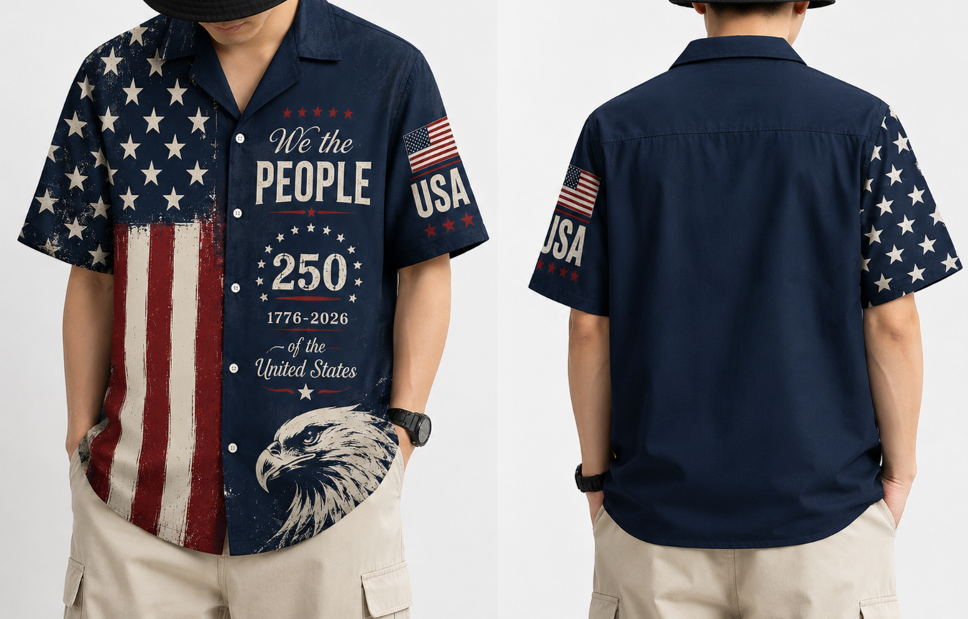 250 Years We The People Hawaiian Shirt 1776-2026, Patriotic Usa Flag Aop Hawaii Shirt, 4th Of July Gift