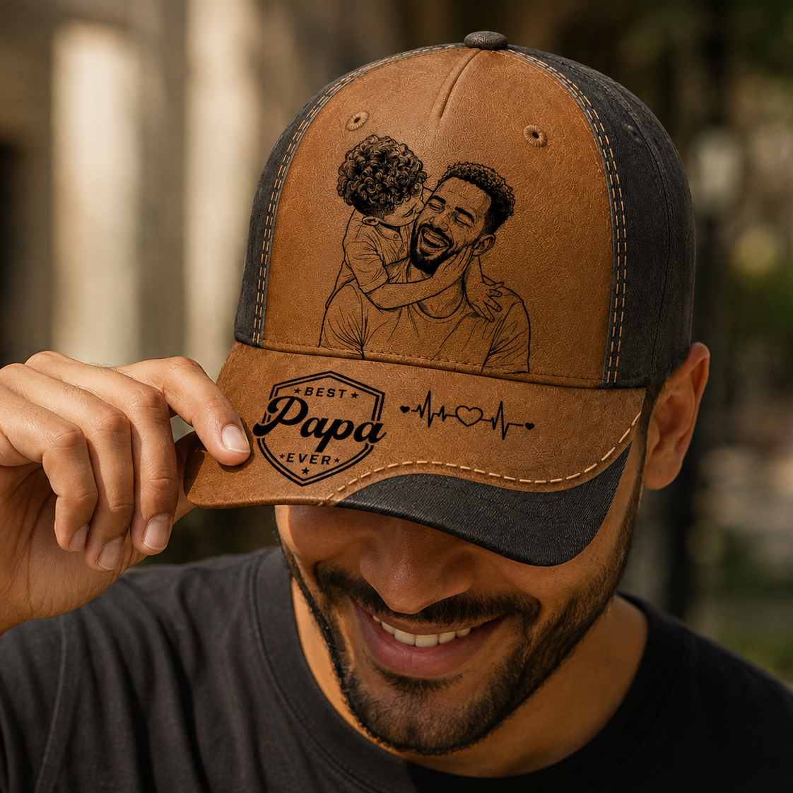 Cute Hat With A Picture Of A Father And Child, A Meaningful Gift - Custom Design Available.