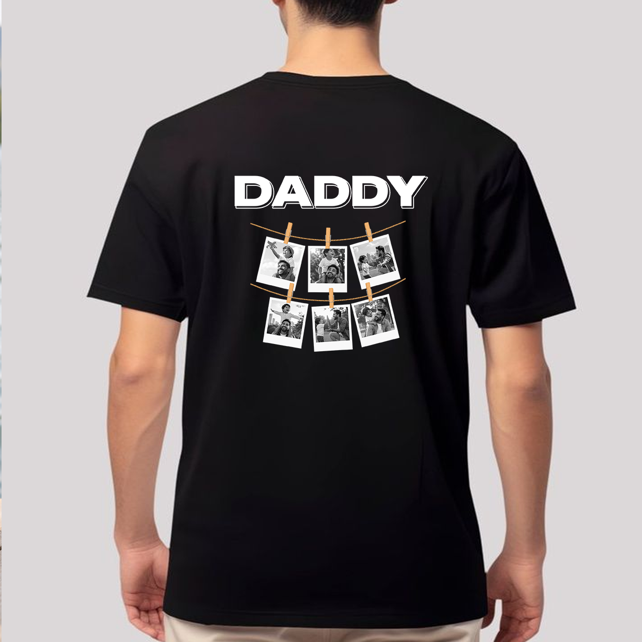 Custom Black & White Photo T Shirt Personalized Gift For Father