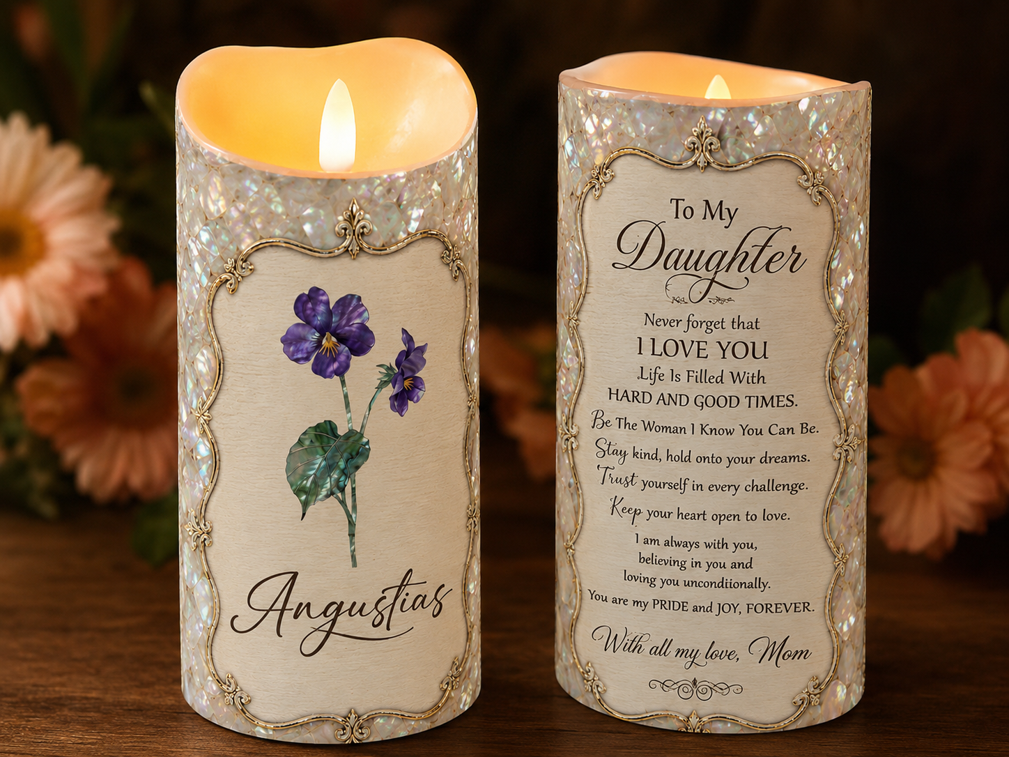 To My Daughter Love You Forever - Personalized Custom Led Candle - Gift For Daughters