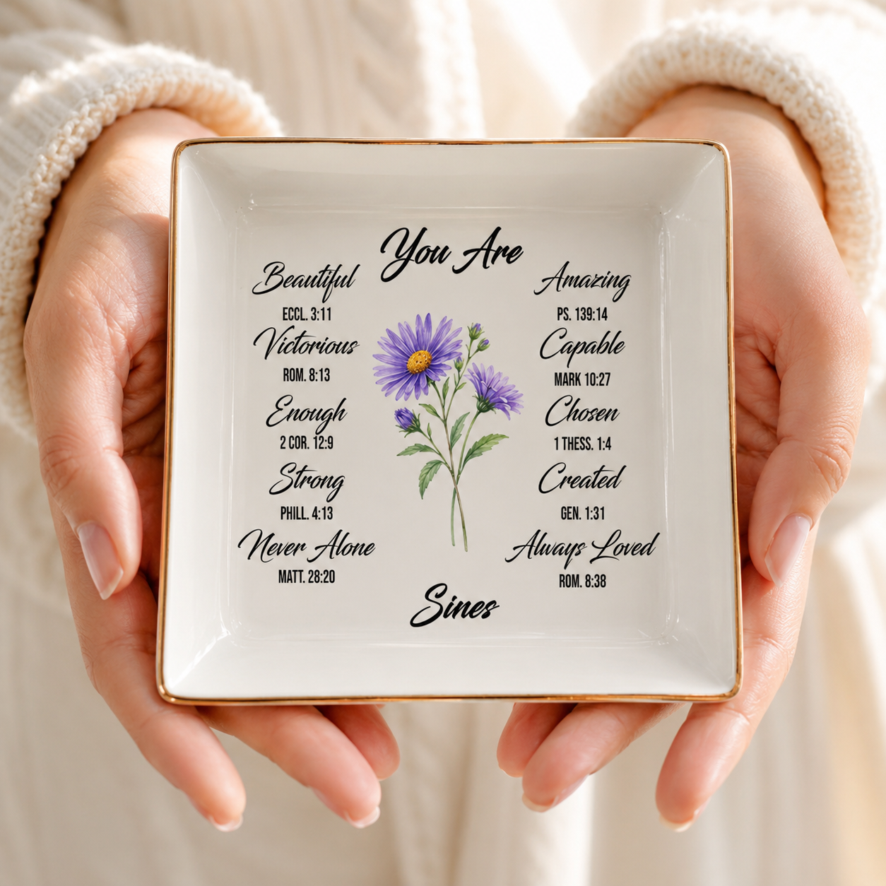 You Are Ceramic Jewelry Dish With Bible Verses – Personalized Christian Gift For Sister Or Friend