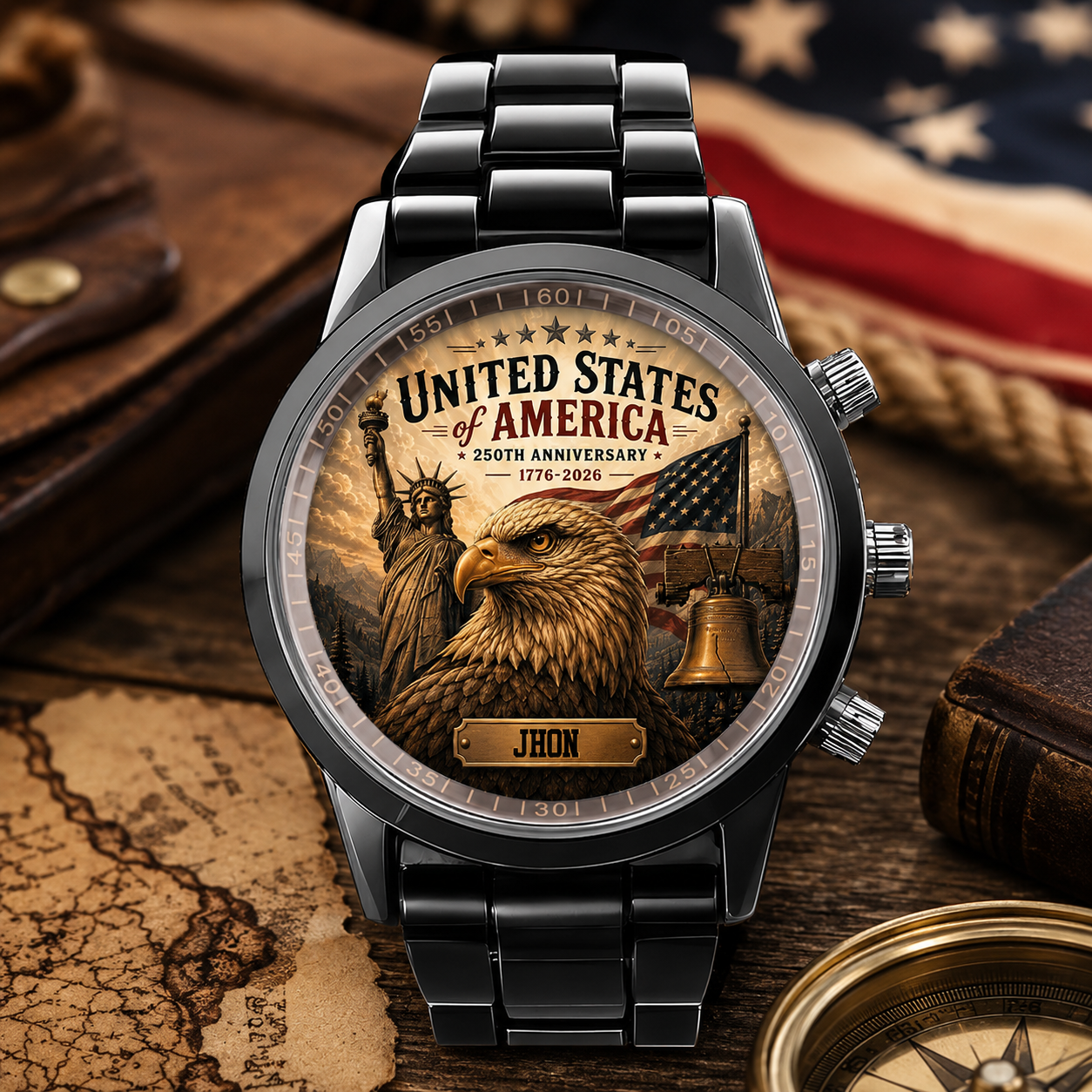 United States Of America Anniversary, Personalized Men'S Watch, Gift For Him