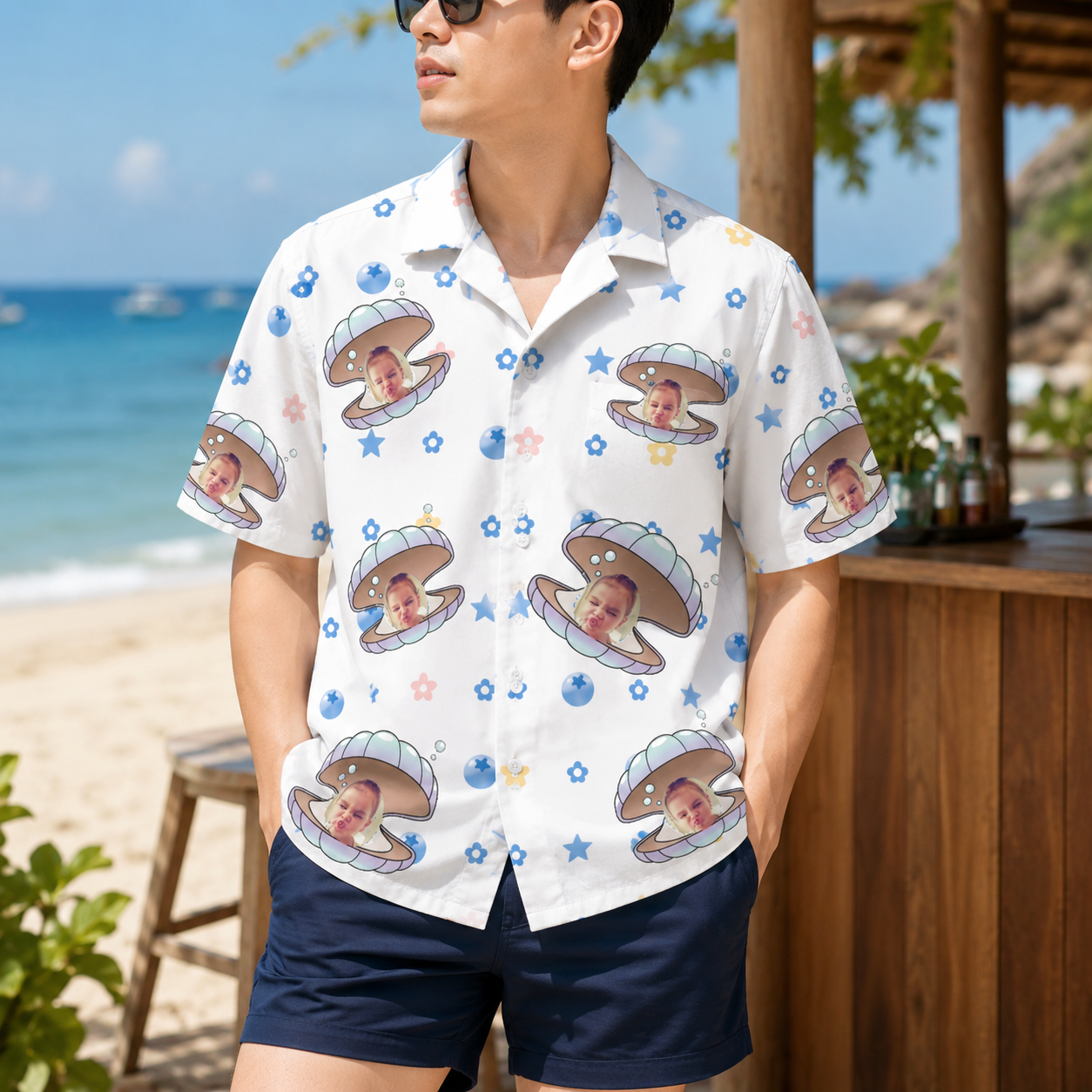 Personalized "Mint Starfish" Aloha Shirt