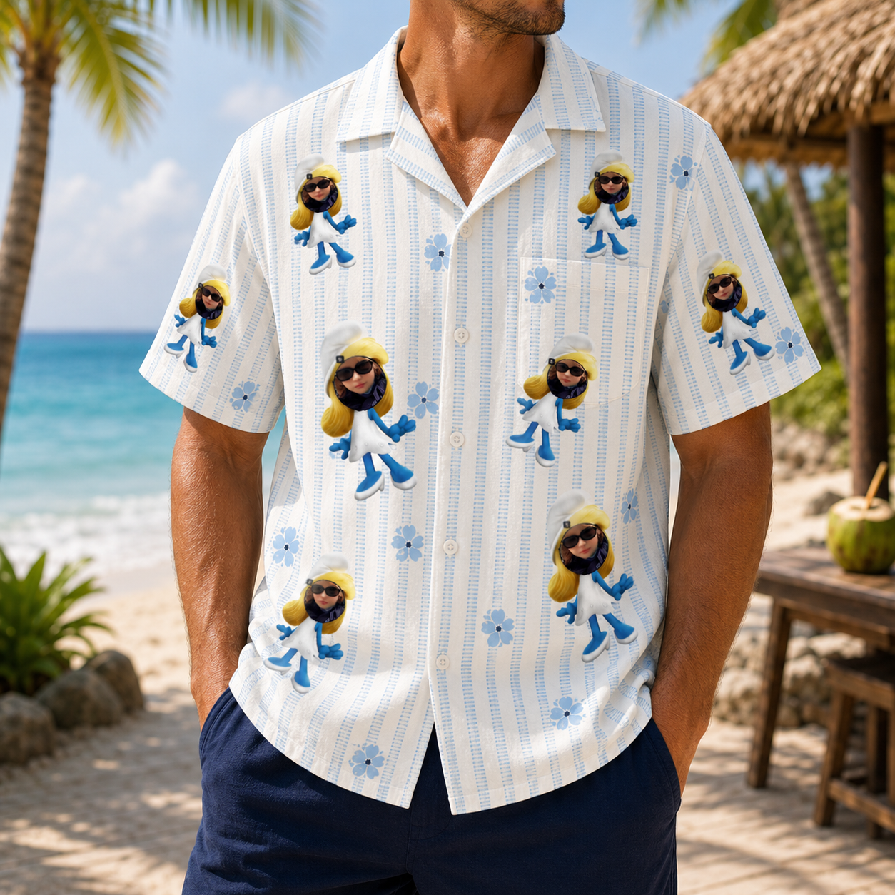 Personalized "Smurfette Style" Aloha Shirt
