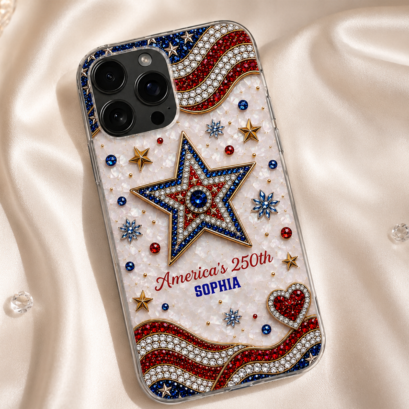 America'S 250th Bow, Personalized Clear Phone Case, Gift For Her