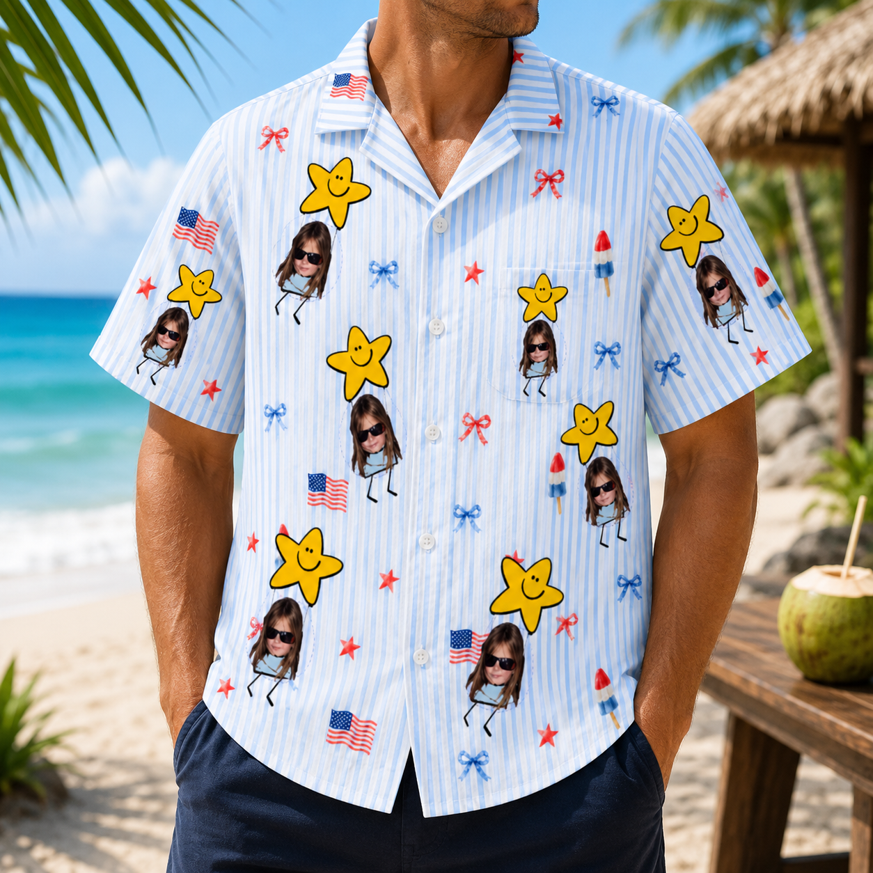 Personalized "Patriotic Star" Aloha Shirt