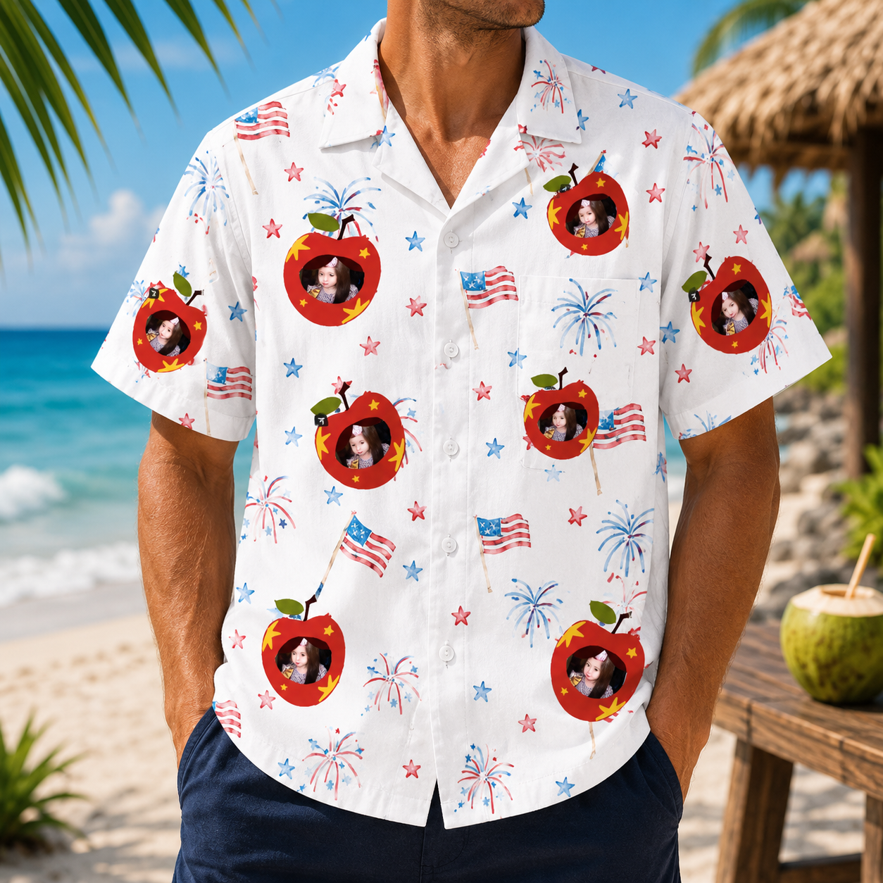 Personalized "Patriotic Apple" Aloha Shirt