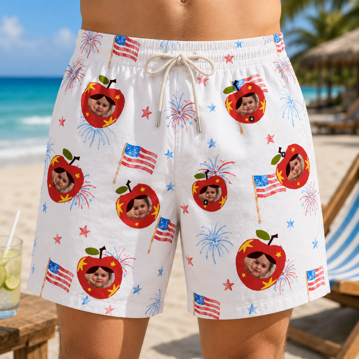 Personalized "Patriotic Apple" Swim Shorts