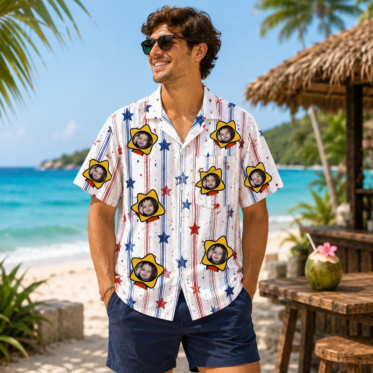 Personalized "Patriotic Star Striped" Aloha Shirt