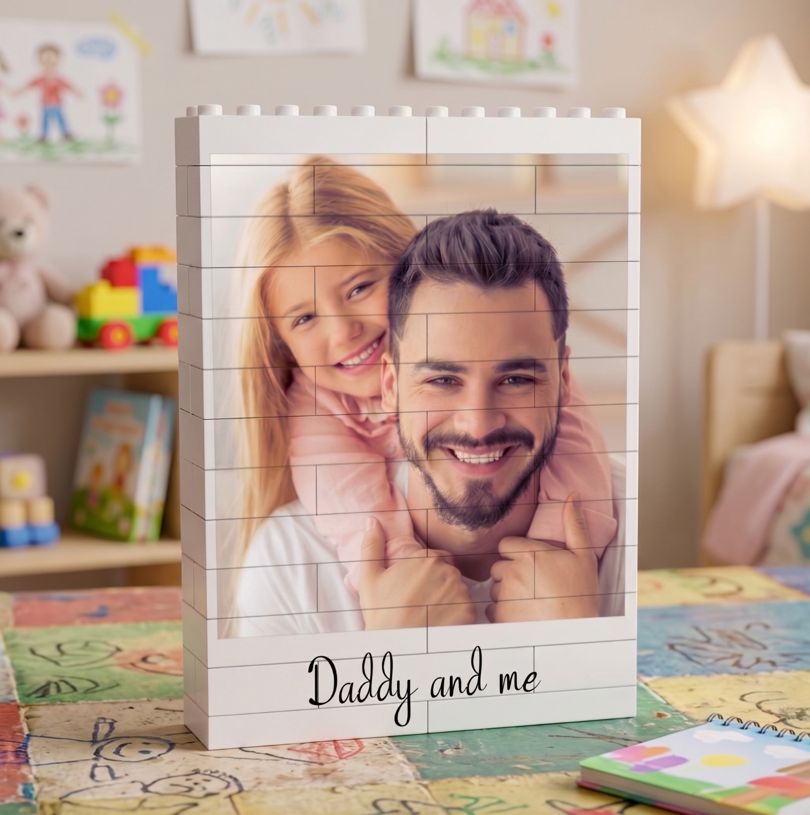 Custom Photo Daddy And Me Building Brick Blocks Gift For Family