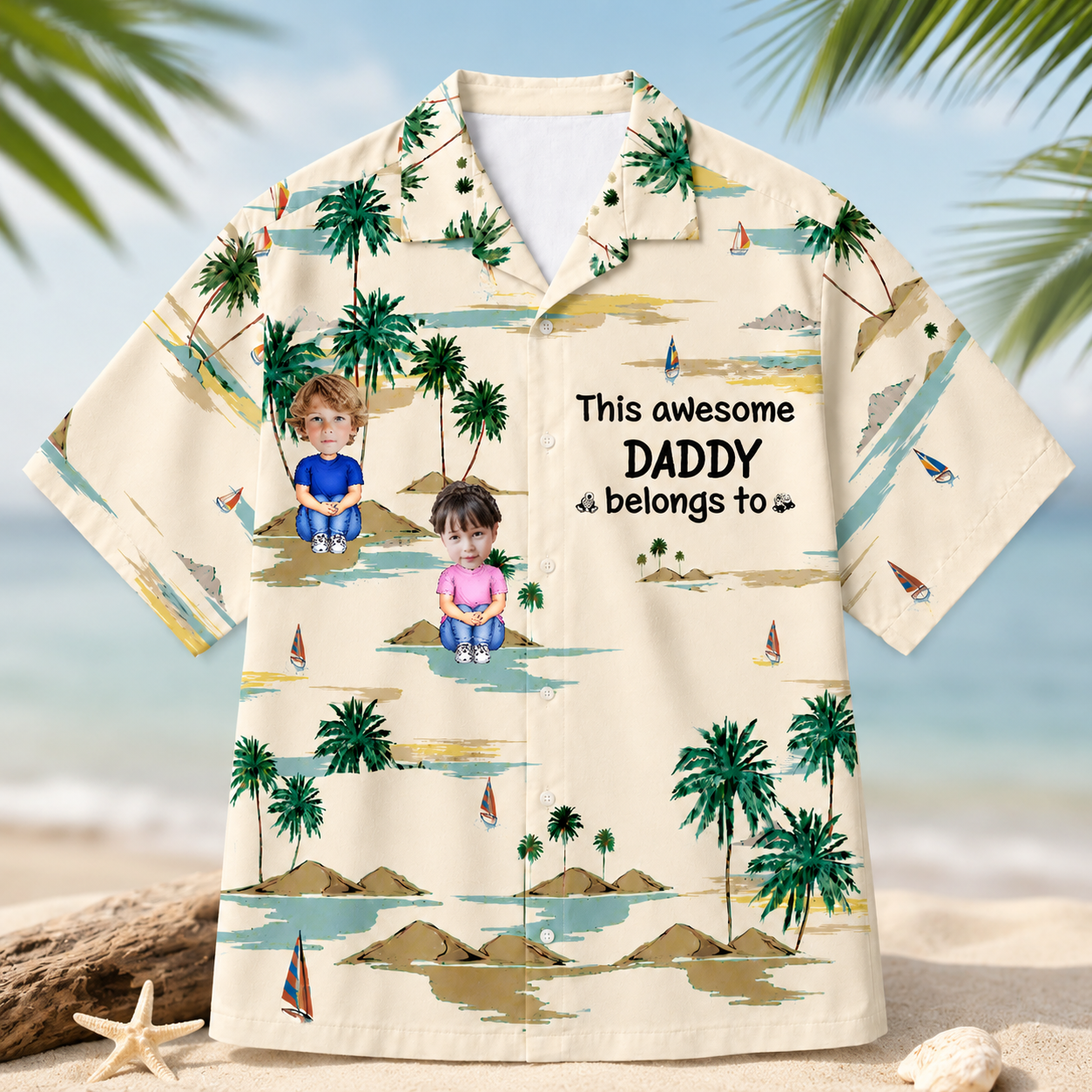 This Awesome Dad / Mom Belongs To Custom Kids Hawaiian Shirt - Personalized Kids Face Photo And Dad'S / Mom'S Name