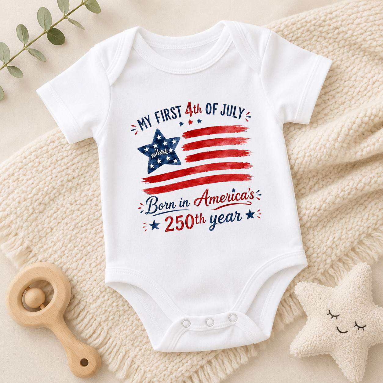 My First 4th Of July, Personalized Custom Baby Onesie, Gift For Kids