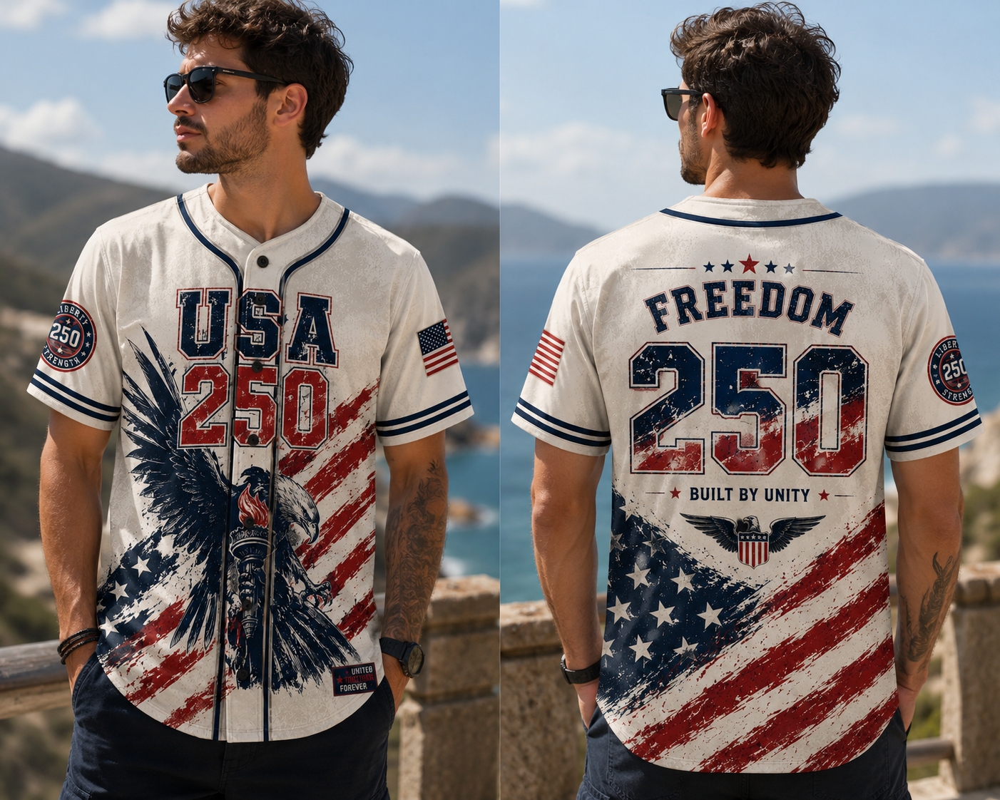 Usa 250 Years Anniversary Baseball Jersey Shirt, Patriotic Liberty 1776-2026 4th Of July Shirt