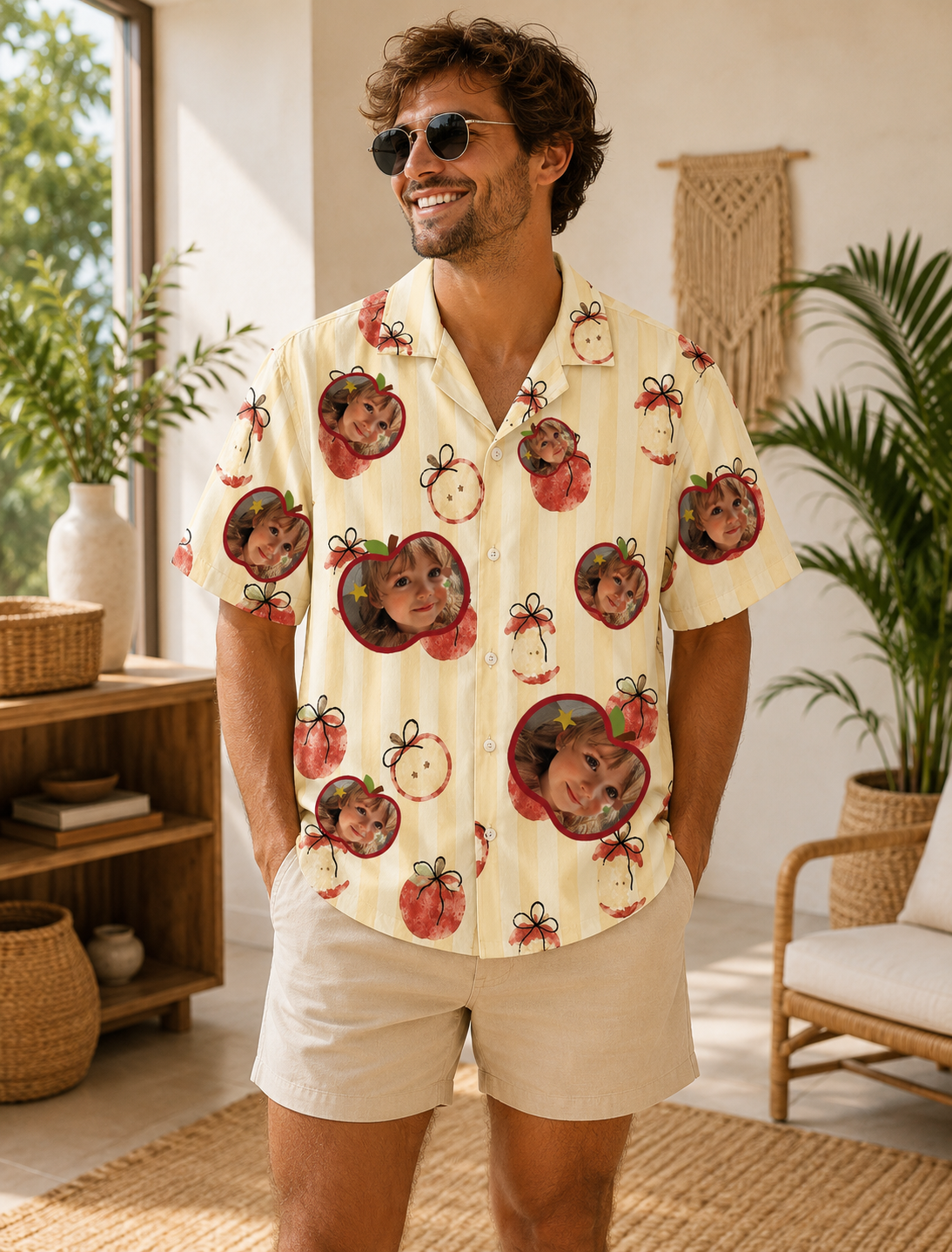 Personalized "Sweet Apple Striped" Aloha Shirt