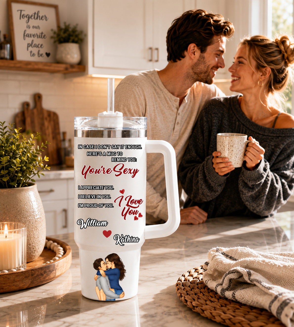 "In Case I Don'T Say It Enough" Personalized Black Tumbler – Large Custom Romantic Stainless Steel Travel Cup, Thoughtful Anniversary, Birthday & Valentine'S Gift For Couples, Him & Her