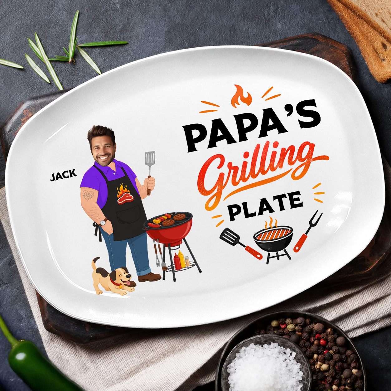 Custom Photo Daddy'S Grilling Plate - Personalized Plate