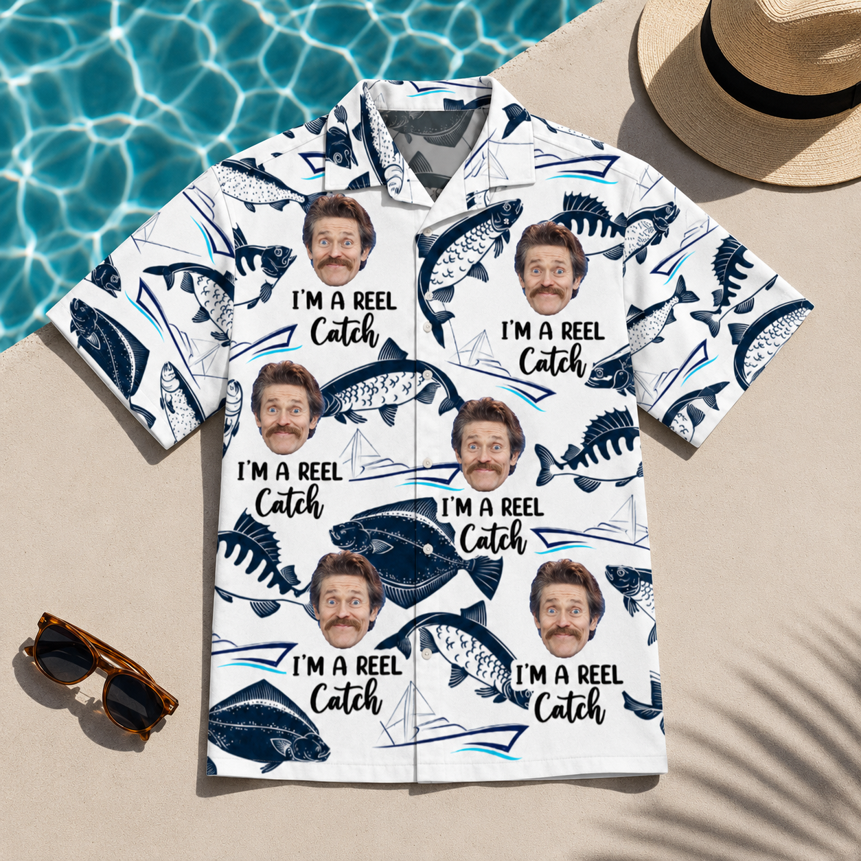 I'M A Reel Catch Hawaiian Shirt – Custom Face Tropical Vacation Aloha Tee