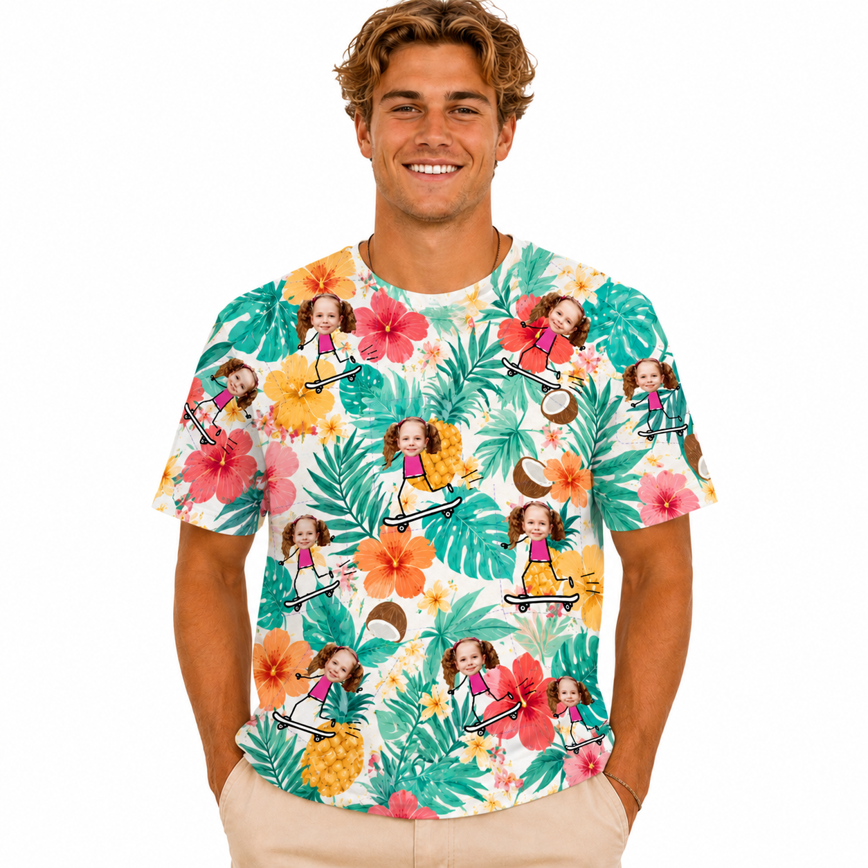 Personalized "Skater Girl" Tropical Pattern Tee