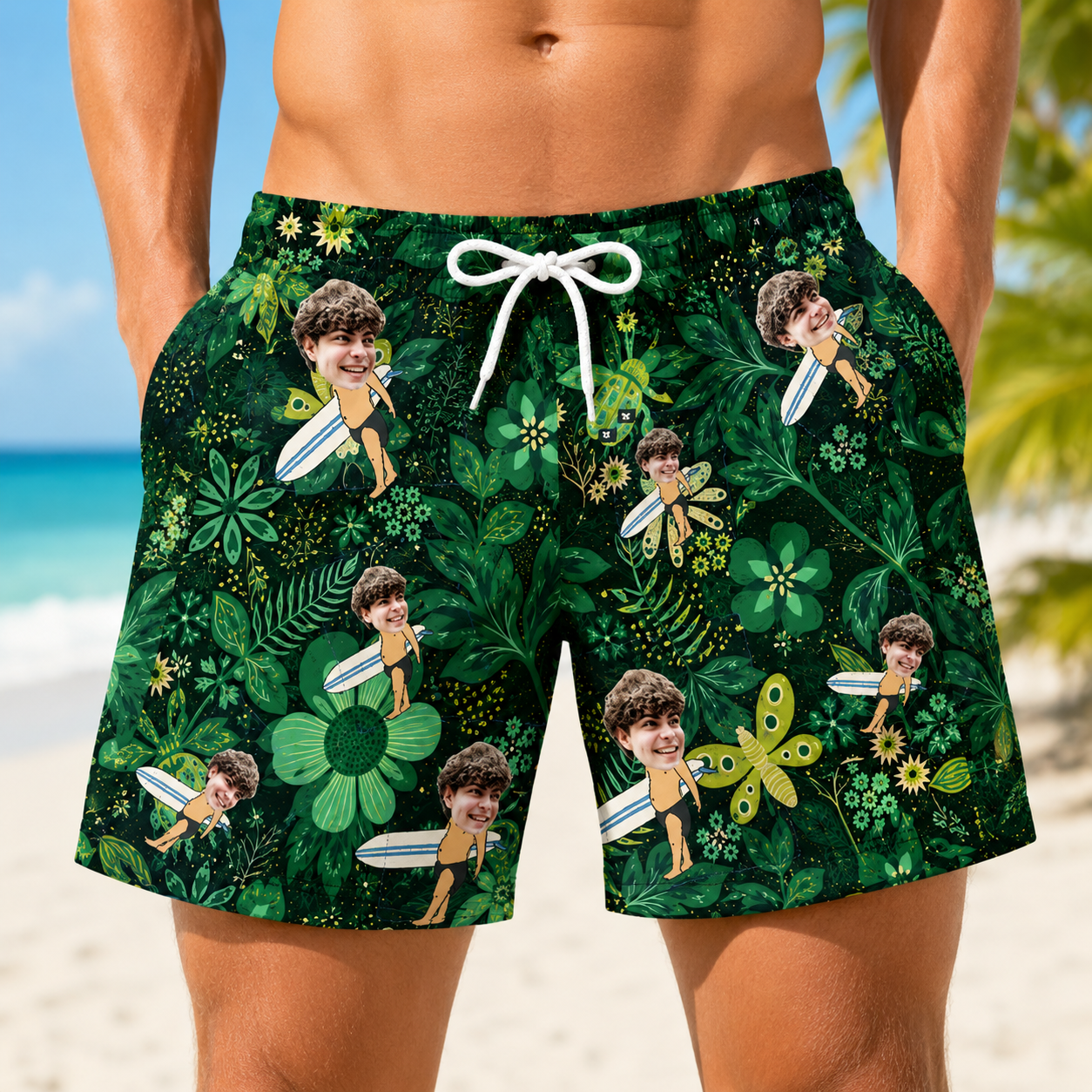 Personalized "Jungle Surfer" Swim Shorts