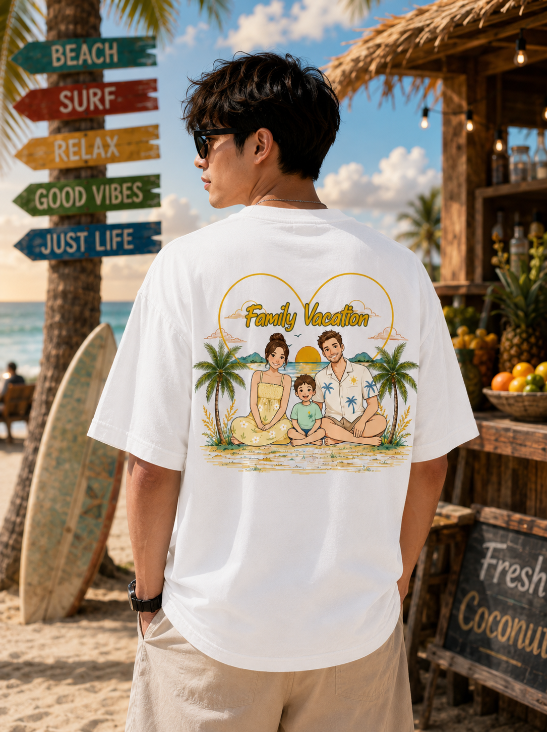 "Family Vacation" Heart Illustration Tee