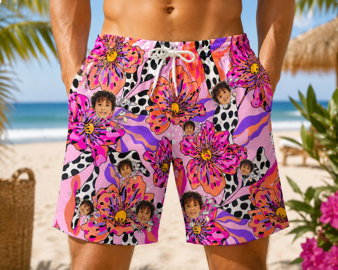 Personalized "Neon Tropical" Swim Shorts