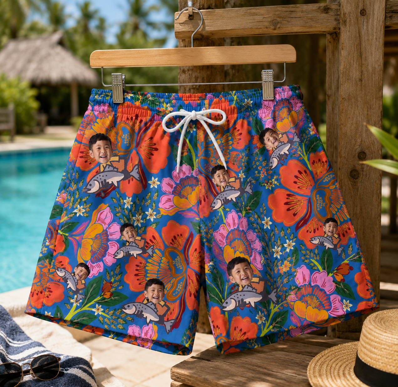 Personalized "Little Angler" Swim Shorts
