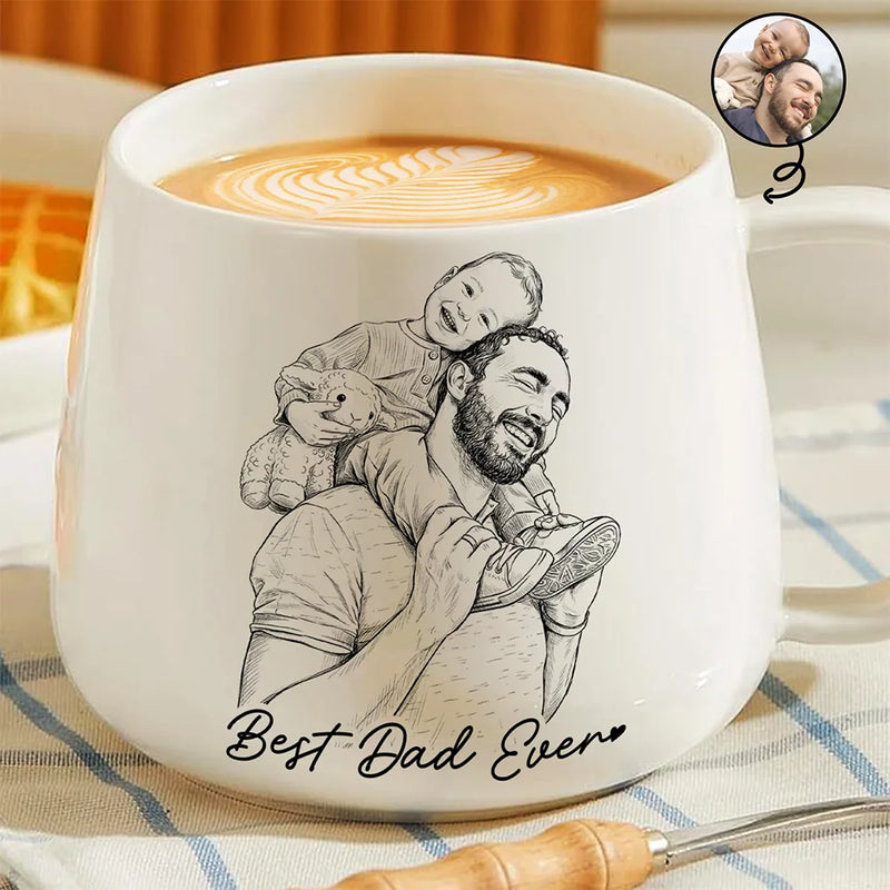Custom Photo Pencil Sketch Best Dad Ever Dad Family Gift - Personalized Tapered Mug